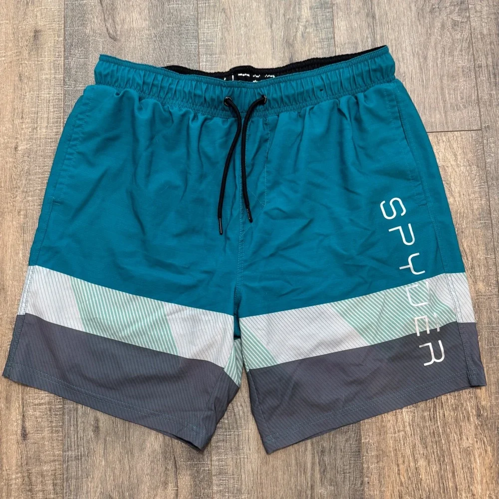 2 Pair Bundle Spyder Men's Swim Trunks Board Shorts XL Blue Teal‎ Green Beach